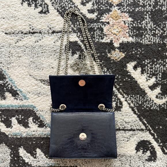 Rare Santesteban Italy Navy Croc Lizard Sterling Silver Convertible Crossbody - Picture 5 of 8